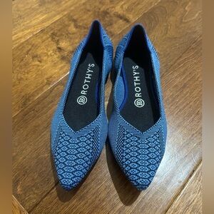 Rothy's The Point Lapis Python blue and black Flats-Rare Retired Print